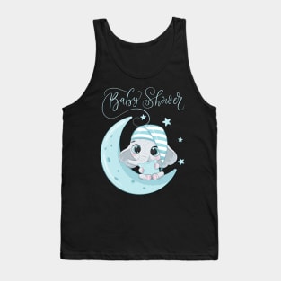 Baby shower Mommy to be Hello little One Sweet little elephant on a moon in pajamas cute baby outfit Tank Top